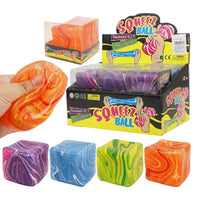 Squeez Ball Marble Swirl Gel Cube Stress Reliever Toy