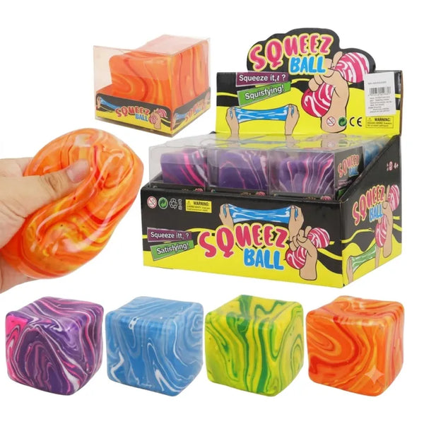 Squeez Ball Marble Swirl Gel Cube Stress Reliever Toy