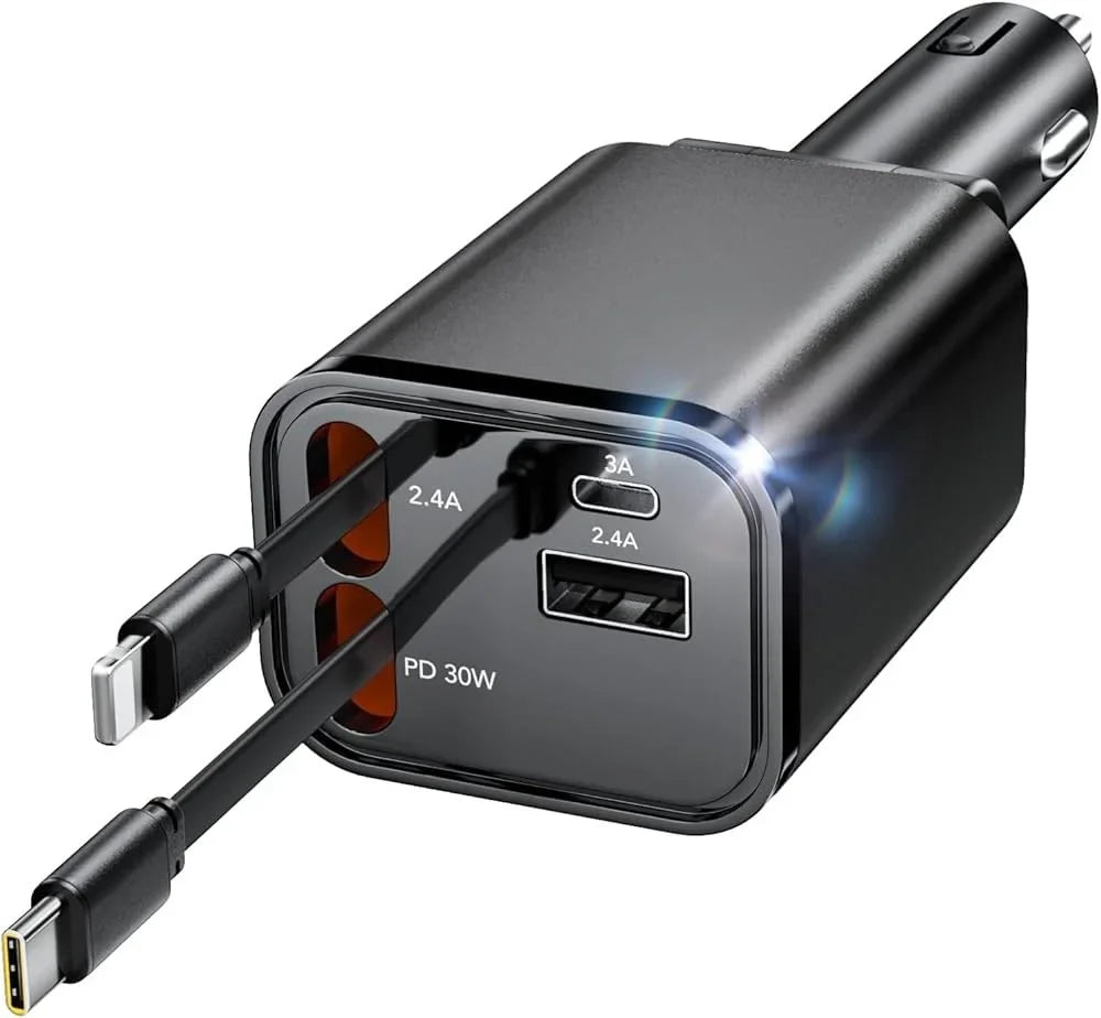 120W 4 in 1 Retractable Car Charger