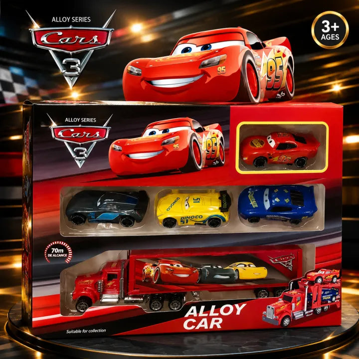 Disney Pixar Cars 3 Mack Container Truck Hauler & Die-Cast Alloy Racers Gift Set