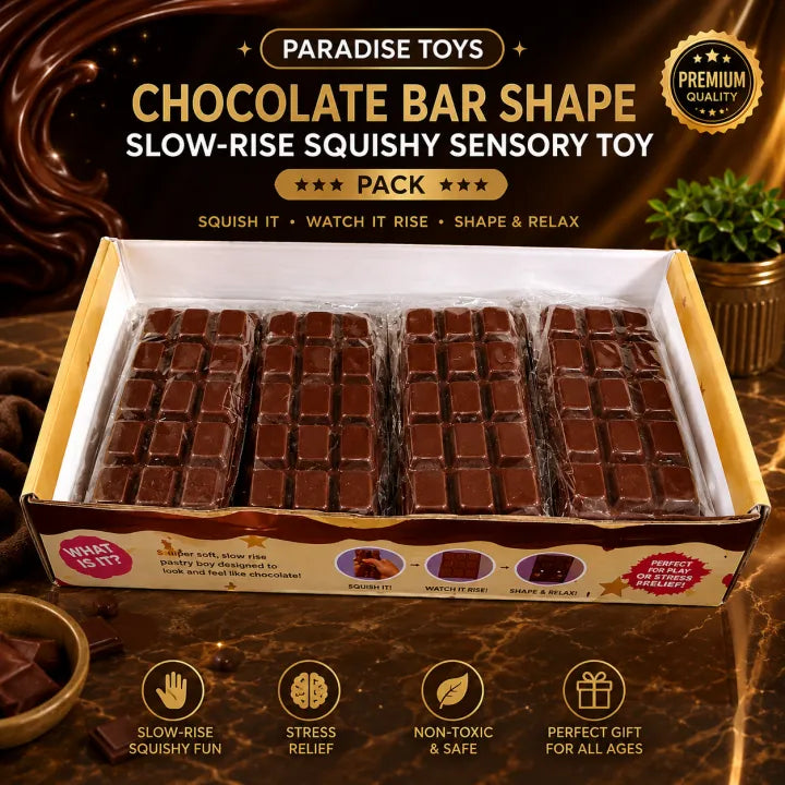 Paradise Toys Chocolate Bar Shape Slow-Rise Squishy Sensory Toy Pack