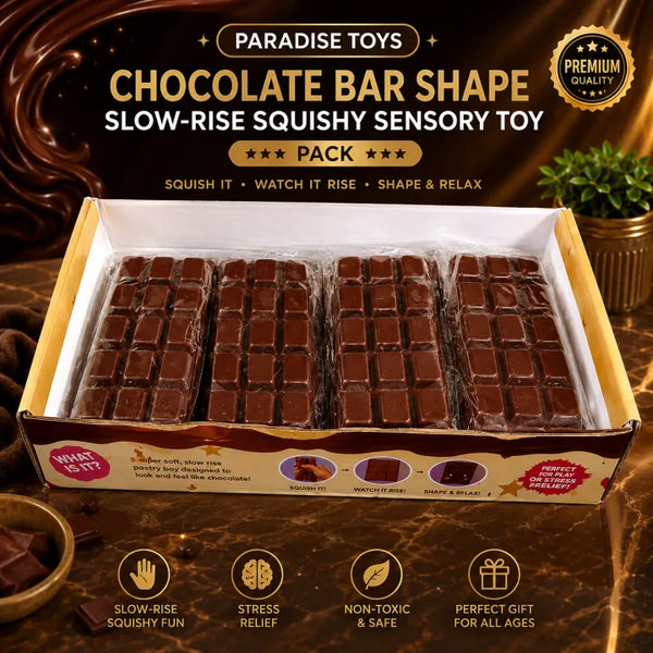 Paradise Toys Chocolate Bar Shape Slow-Rise Squishy Sensory Toy Pack