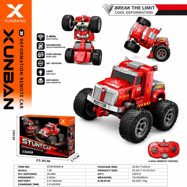 XUNBANG 1:20 2.4GHz Remote Control Deformation Stunt Car