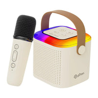 Mini Bluetooth Speaker, Wireless Karaoke Mic, 8Hrs Playtime, Vivid RGB Lights, Voice Effects, Multi-Play Modes BT5.1/TF Card & Type-C Charging (White)