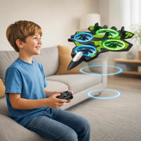 2.4GHz High-Speed Jet Fighter Quadcopter RC Drone with Auto-Hover, LED Lights & 360° Flips
