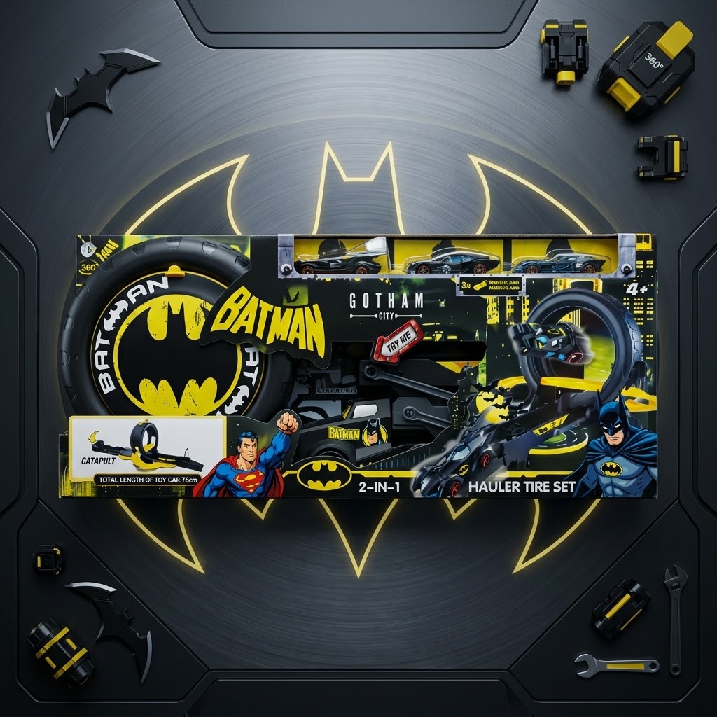Batman Gotham City 2-in-1 Hauler Tire Track & Catapult Launcher Set