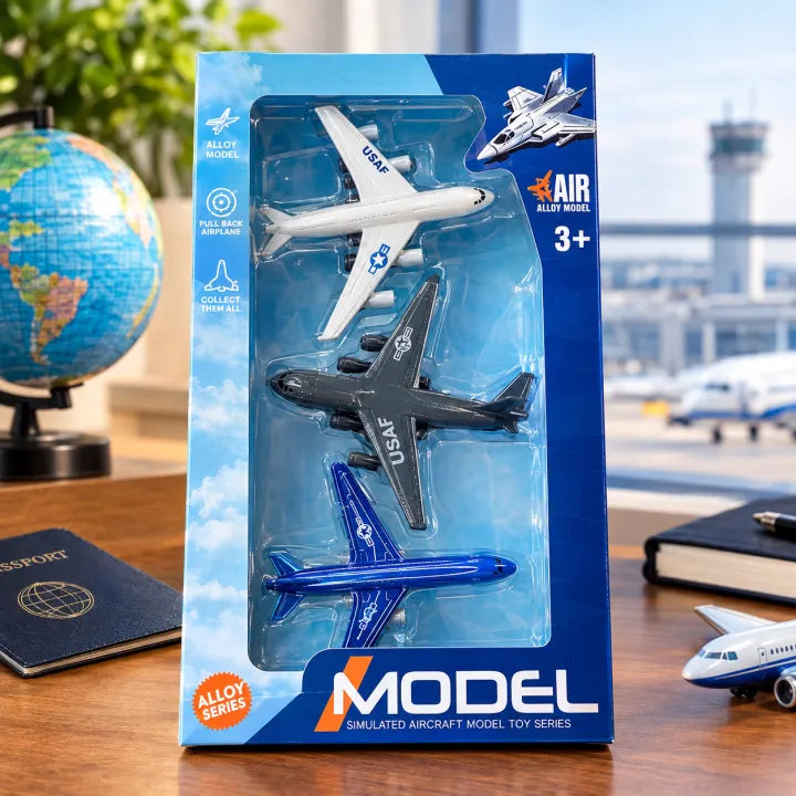 3-Piece Die-Cast Air Alloy Aircraft Model Toy Set