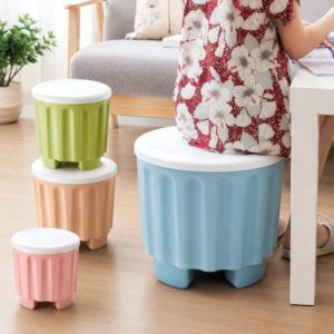 1 pc Storage Stool Plastic Large Capacity Stackable Storage Box Footstool