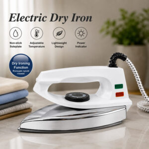 RAF Electric Dry Iron — designed for smooth gliding, fast heating, and everyday comfort. Available in multiple attractive colors to match your style. Non-Stick Soleplate ,Lightweight & Easy to Use, Suitable for All Fabrics, Durable & Reliable Performance